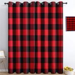Kırmızı ve Siyah Delikli Termal Karartma Perdeleri, Çocuk Odası ve Oturma Odası için Ses Emici Yalıtım Panelleri, 140x260 cm (2'li Set)