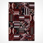 Kırmızı Vintage Pamuk Modern Geometrik Etnik Desenli Boho Makinada Yıkanabilir Hafif Hav Toz Vermez Leke Tutmaz Kaymaz Taban Dijital Makine Baskı Halı Oturma Odası Salon Yolluk Koridor Mutfak Halısı
