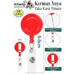 Kırmızı Yaka Yoyosu 10 Adet Yoyo Kartlık Kimlik Personel Kartı Yoyo Yaka Cep Kemer Geri Çekilebilir Rozet Tutma Makara - Standart - 60 cm