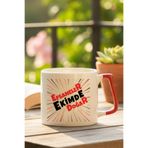 Kırmızı Yazılı Efsaneler Ekimde Doğar Baskılı Doğum Günü Hediyelik Siyah/Kırmızı Kulp Kupa Bardak, QBLK8264-10EKİM-KR