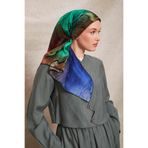 kırmızı-yeşil Karmaşık Desen Twill İpek Eşarp