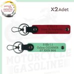 Kırmızı-Yeşil, Motorculara Özel, İsim Plaka ve 0 Rh (+) Kan Grubu Yazılı 2'li Anahtarlık Set