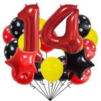 Kırmızı Yıldız Numarası 14 Balon seti Büyük Altın Beş Sivri Yıldız Şekilli Folyo Kırmızı 14. Balonlar Vaftiz Doğum Günü Numarası 14 Folyo Balon 14. Doğum Günü Evlilik Yıldönümü Nişan Parti Dekor