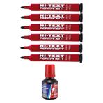 Kırmızı Yuvarlak Uçlu Markör Permanent Kalem 6 Adet Hı-text Marker Mürekkep Kırmızı 30 Ml 1 Adet Brons Koli Kalemi
