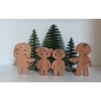 Kırtkırt Ahşap Aile Takımı 4'lü Set Anne-Baba-Kız ve Erkek Çocuk Waldorf Doğal Ahşap - Ahşap Desenli
