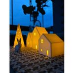 Kış Evleri 4 Parça Tealight Mumluk Noel Evleri 3 ev 1 Çam Ağacı Dekoratif Ev Biblo Yılbaşı Süsleri
