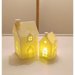 Kış Evleri Mumluk Noel Yılbaşı Süsü Dekoratif Biblo Tealight Ev Mumluk Seti Mumlar Dahildir