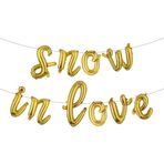 Kış Gelin Duş Süslemeleri - Aşık Kar Gelin Duş Dekoru Balon Çelenk Kemer Seti, Kışın Düğün Nişan Partisi için Aşık Kar Folyo Balon Afiş (L SNOW IN LOVE Altın)
