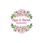 Kış Temalı Oval Çerçeve Etiketi Kına Nişan Düğün 3X3 Cm Özel Etiket / 50 Adet Sticker