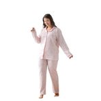 Kısa Kol Gömlek Yaka Kadın Pinterest Pijama Takımı - Yazlık Kadın Pijama- Geniş Beden Aralığı Pembe 5XL