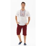 Kısa Kol Şile Bezi Bisiklet Yaka Bahriyeli Erkek Yazlık T-shirt Beyaz Byz - M