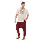 Kısa Kol Şile Bezi Bisiklet Yaka Bahriyeli Erkek Yazlık T-shirt Krem Krm
