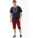 Kısa Kol Şile Bezi Bisiklet Yaka Bahriyeli Erkek Yazlık T-shirt Lacivert Lcvt - M