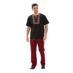 Kısa Kol Şile Bezi Bisiklet Yaka Bahriyeli Erkek Yazlık T-shirt Siyah Syh