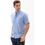 Kısa Kol Şile Bezi Hakim Yaka Tek Cepli Erkek Yazlık Gömlek Mavi 3032 - 2XL
