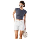 Kısa Kollu Kadın Crop T-Shirt Crop-T-Shırt - Füme - XL