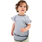 Kısa Kollu Su Geçirmez Bebek Mama ve Oyun Önlüğü - Gri - Standart