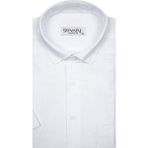 Kısa Kollu Yeşil Erkek Gömlek Bol Kesim Tam Pamuk - Beyaz - 2XL
