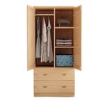 Kısa Masif Ahşap Gardırop Bitmemiş Ahşap Düşük Saklama Dolabı Yatak Odası için 2 Çekmeceli Zemin Dolabı (A31 160x60x40cm) - Şık ve Fonksiyonel Mobilya Çözümü