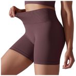 Kısa spor taytı, kadın, yüksek bel, opak, boom bot, tayt, elastik, fitness, karın bölgesi, yoga pantolonu, rahat, nefes alır, pamuklu tayt, spor pantolonu, koşu pantolonu, Koyu Lila, M
