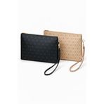 KISCHE Kadın Baskılı Kadın Clutch El Çantası portföy ponny 2li Siyah Vizon KSCH-4076