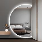 Kısılabilir LED Akıllı Banyo Aynası, Yarım Daire, Buğu Önleyici, Kırılmaz, 3 Renkli Arka Aydınlatmalı, Duvara Monte Edilebilir, Su Geçirmez IP44, Makyaj, Yatak Odası ve Oturma Odası İçin Uygundur