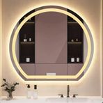Kısılabilir LED Banyo Ayna Çerçevesiz Yarı Dairesel Tasarım 50x45cm ila 90x81cm 3 Renk Ayarlanabilir Işık Modern Dekoratif Vurgu Aşağı/Sol/Sağ Kesim Seçenekleri