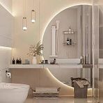 Kısılabilir Led Banyo Aynası, Buğu Önleyici, Akıllı Çok Renkli Aydınlatma, Yarım Daire Tasarım, 130Cm Şık Ev Dekorasyonu, Makyaj Bakım İçin (Sağ Kesim 120Cm)