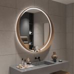 Kısılabilir LED Banyo Aynası Dokunmatik Sensörlü Ahşap Çerçeve 3 Renkli Aydınlatma IP44 Suya Dayanıklı Şık 60 cm Tasarım Modern Ev Dekoru için