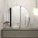 Kısılabilir LED Duvar Aynası, 70x80cm Yarım Daire Buğu Önleyici Arkadan Aydınlatmalı Ayna, 3 Renk Seçeneği, Banyo İçin Makyaj Aynası, Modern Tasarım, Sağ Kesim (70x80cm'den Küçük Kesim)