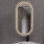 Kısılabilir LED Oval Duvar Aynası Döner Kollu Siyah Çerçeve Dokunmatik Anahtarı Dikey ve Yatay Montaj Modern Banyo Vanity Ayna 3 Işık Ayarları