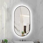 Kısılabilir Oval LED Banyo Ayna Işık 3 Renk Sıcaklıkları ile Akıllı Makyaj Vanity Işık Siyah Alüminyum Çerçeve 40x80 cm Modern Arkadan Aydınlatmalı Tasarım Ev Kullanımı için