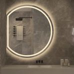 Kısılabilir Yarı Dairesel LED Banyo Aynası, Çerçevesiz Dekoratif Işıklı Ayna, 50x45cm-90x81cm, 3 Renk Seçeneği, Aşağı/Sol/Sağ Kesim - Modern Ev Dekoru