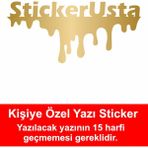 Kişisel Isim Soyisim Kan Damlayan Isimlik Araba Oto Motosiklet Karavan Sticker 00609 - 50x23 Cm - Altın