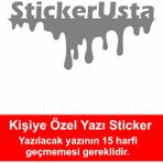 Kişisel Isim Soyisim Kan Damlayan Isimlik Araba Oto Motosiklet Karavan Sticker 00609 - 60x27 Cm - Gri