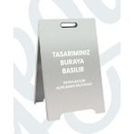 Kişiselleştirilebilir Ayaklı Metal Reklam Tabelası – Çift Taraflı Dış Mekan Tanıtım Panosu – Kafe, Restoran ve Mağazalar Için Kolay Kurulumlu Dayanıklı Işletme Tabelası - Küçük - Gümüş Satine