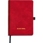 Kişiselleştirilebilir Çizgili Sert Kapak Citli Pronote Defter 14 x 20 cm - Kırmızı - 14x20 - Ciltli Defter