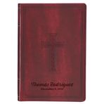 Kişiselleştirilmiş KJV Thinline Kutsal İncil Suni Deri Çapraz ve Çerçeve Kapak Tasarımlı Büyük Baskı Boyutu | İsim, Tarih veya Metin ile Özel | Hıristiyan ve Dini Kutlamalar için Hediye | Bordo