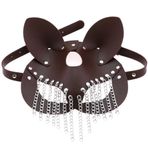 Kişiselleştirilmiş Punk Tarzı Deri maske, Maskeli Balo Parti Dekorasyonu Göz maskesi, Gizemli Gösteri Rock Fashion Sense (Derin Kahve)