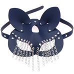 Kişiselleştirilmiş Punk Tarzı Deri maske, Maskeli Balo Parti Dekorasyonu Göz maskesi, Gizemli Gösteri Rock Moda Anlayışı (Koyu Mavi)