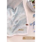 Kişiye İsime Özel Nakışlı Hediyelik Yenidoğan Fluffy Kundak Puset Bebek Battaniyesi Solid Yeşil