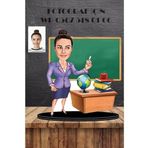 Kişiye Özel 3D Ahşap Öğretmen Karikatürlü Biblo, Dekoratif Hediye