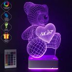 Kişiye Özel 3D Aşk Ayıcık Masaüstü Led Lamba