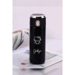 Kişiye Özel 450 ml Dijital Isı Göstergeli Kilitli Kapaklı Paslanmaz Çelik Hello Kitty Baskılı Termos - Siyah