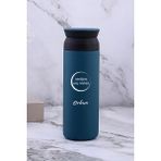 Kişiye Özel 500 ml Paslanmaz Çelik Araç Baskılı Termos 8 Saat Isı Koruma Kahve ve Çay Termosu - Mavi