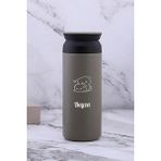 Kişiye Özel 500 ml Paslanmaz Çelik Bubu Dudu Baskılı Termos 8 Saat Isı Koruma Kahve ve Çay Termosu - Bej