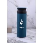 Kişiye Özel 500 ml Paslanmaz Çelik Kelebek Baskılı Termos 8 Saat Isı Koruma Kahve ve Çay Termosu - Mavi