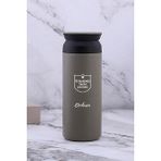 Kişiye Özel 500 ml Paslanmaz Çelik Takım Baskılı Termos 8 Saat Isı Koruma Kahve ve Çay Termosu - Bej