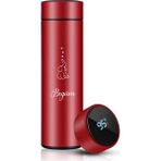 Kişiye Özel 500ML Dijital Göstergeli 304 Çelik Fil Baskılı Akıllı Termos - Isı Korumalı Şişe - Kırmızı