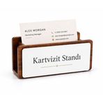 Kişiye Özel Ahşap Masaüstü Kartvizitlik Standı - Ofis Hediyesi